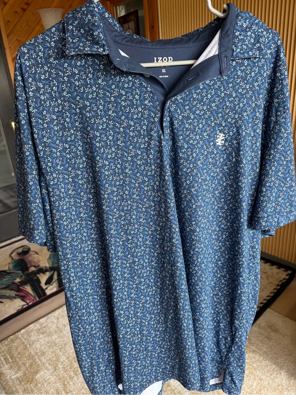 IZOD Men’s Navy Blue Floral Polo Shirt